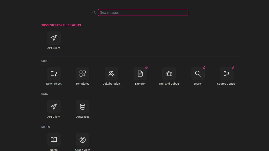 The Cafe Desktop: every built-in app as an icon, ready to open or pin